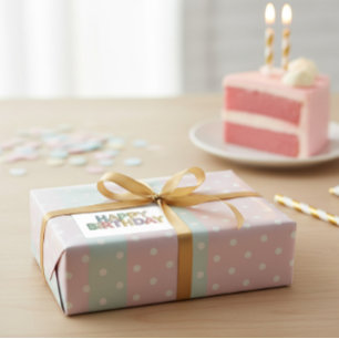 Pastel Vilt Letters Verjaardag Rechthoekige Sticker