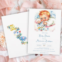 Pastel Vintage Baby Meisje Baby Shower Uitnodiging
