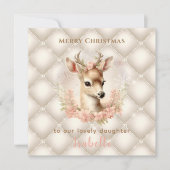 Pastel Vintage Deer Luxe Nom Carte de Noël (Devant)