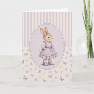 Pastel Vintage Konijnenmeisje Wenskaart Kaart