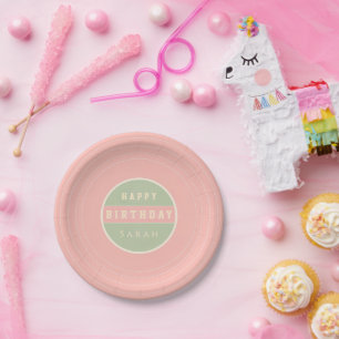 Pastel vinylplaat verjaardag papieren borden bordje