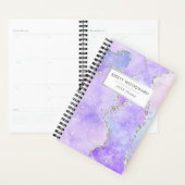 Pastel Violet & Blanc Faux Paillettes Argent Agate (Devant avec enveloppe)