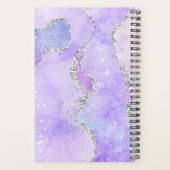 Pastel Violet & Blanc Faux Paillettes Argent Agate (Dos)
