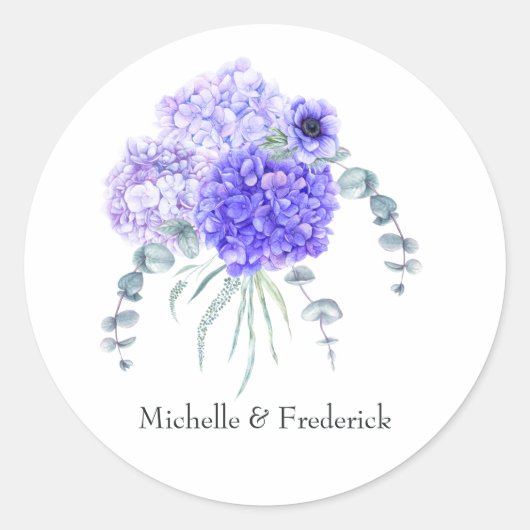 Pastel Violet Floral Ronde Sticker (Voorkant)
