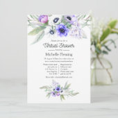 Pastel Violet Floral Virtual Shower Kaart (Staand voorkant)