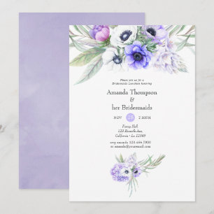 Pastel Violet Floral Weddenschap Bridesmaids Lunch Kaart