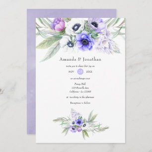 Pastel Violet Floral Wedding Kaart