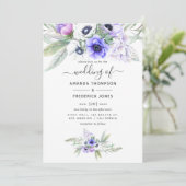 Pastel Violet Floral Wedding Kaart (Staand voorkant)