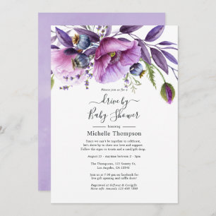 Pastel Violet Poppy Floral Drive by Shower Kaart