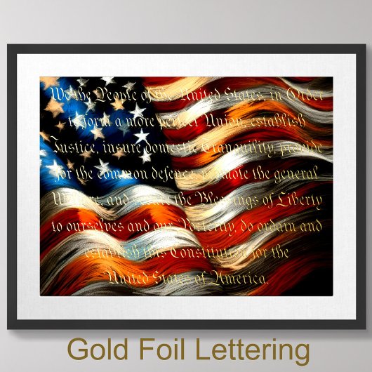 Pastel Vlag Tekening Preamble Gold Folie Afdrukken