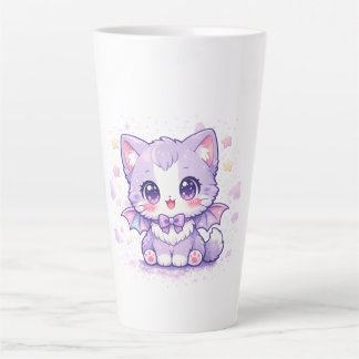 Pastel Vleermuis Kitty Kawaii Lavendel Gevleugelde Latte Mok
