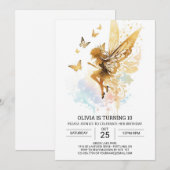 Pastel vlinder fee verjaardag kaart (Voorkant / Achterkant)