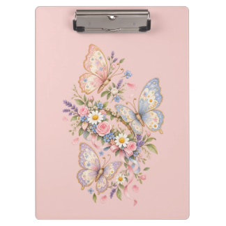 Pastel Vlinder Verjaardags Tuin Klembord