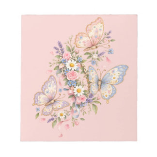 Pastel Vlinder Verjaardags Tuin Notitieblok