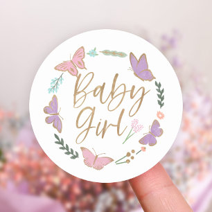  pastel vlinders baby meisje ronde sticker