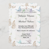 Pastel vlinders bruiloft kaart (Voorkant / Achterkant)