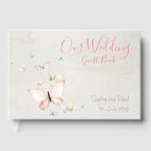 Pastel vlinders ontwerp, bruiloft gastenboek (Voorkant)