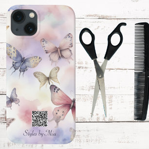 Pastel Vlinders Zakelijk of Persoonlijk QR-code iPhone 13 Hoesje