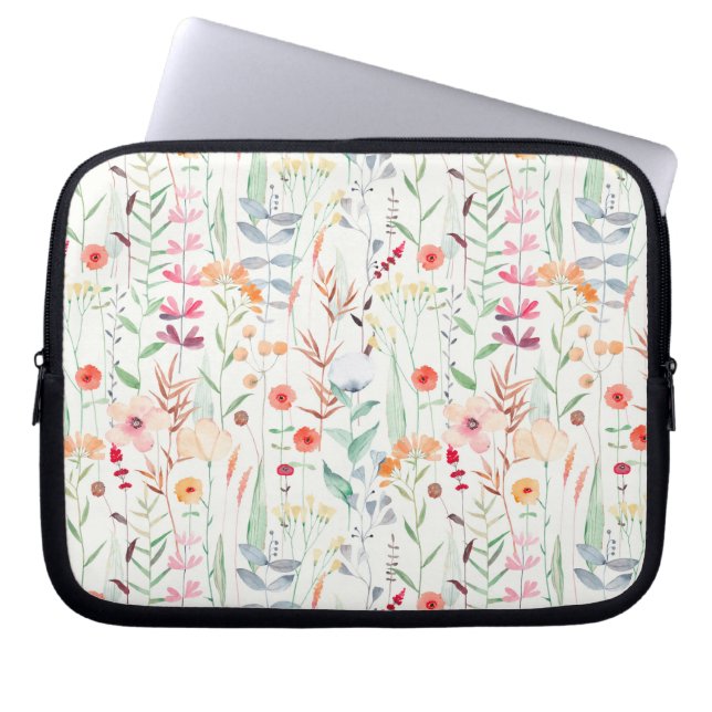 Pastel Vloertuinpatroon Laptop Sleeve (Voorkant)