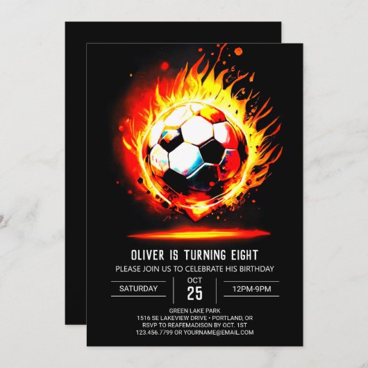 Pastel Voetbal Digitale Kinderen Verjaardag Kaart (Voorkant / Achterkant)