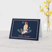 Pastel vogel kaart (Gele Bloem)