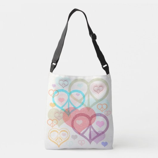 Pastel, vrede en liefde crossbody tas (Achterkant)
