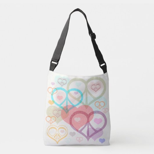 Pastel, vrede en liefde crossbody tas (Voorkant)