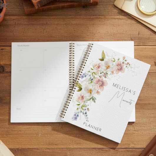 Pastel Vrouwelijke Waterverf Bloemen Modern Planner