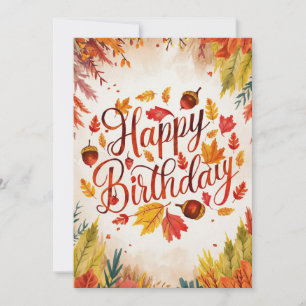Pastel Warm Herfst Herfst Happy Birthday Kaart