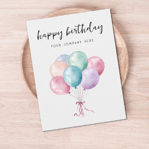 Pastel Watercolor Ballonnen Zakelijk Verjaardagska Briefkaart