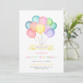 Pastel watercolor ballons enfant invitation d'anni (Debout devant)