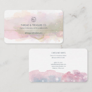 Pastel Watercolor Borduurwerk Visitekaartje