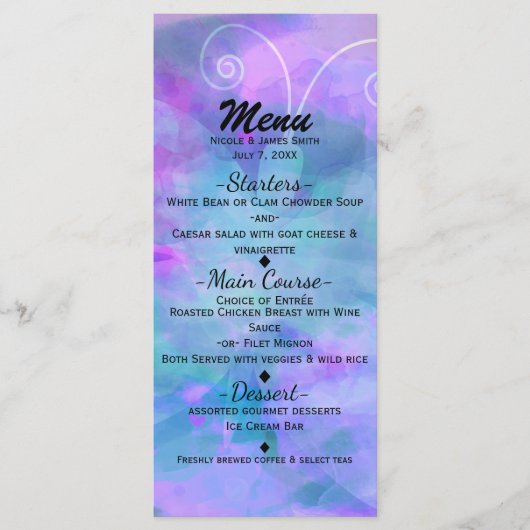 Pastel Watercolor Butterfly Party Invitation Menu (Devant)