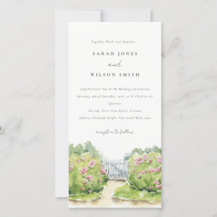 Pastel Watercolor Cottage Jardin Invitation de mar
