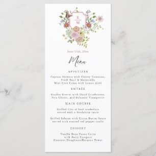 Pastel Watercolor Fleur sauvage Menu Mariage