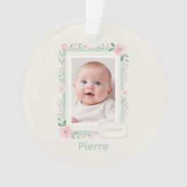 Pastel Watercolor Floral Empty Photo Frame Ornament