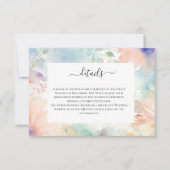 Pastel Watercolor Floral Mariage Détails Carte (Devant)