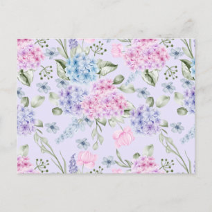 Pastel watercolor gemengde kleur hydrangeabloemen briefkaart