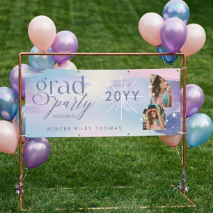 Pastel Watercolor Grad Feest 2 Foto Starry Grad Spandoek