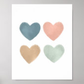 Pastel Watercolor Hearts Nursery Poster (Devant)