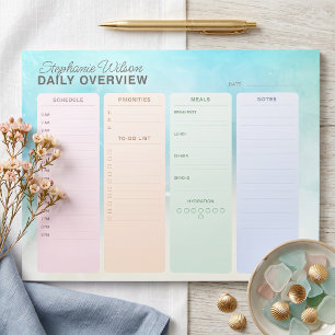 Pastel Watercolor Kust Dagelijkse Organizer Planne Notitieblok