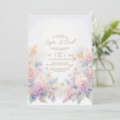 Pastel Watercolor lilas Faire-part de mariage (Debout devant)