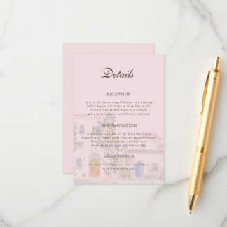 Pastel Watercolor Mediterranean Italian Wedding Informatiekaartje