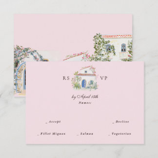 Pastel Watercolor Mediterranean Italian Wedding  RSVP Kaartje