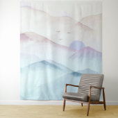 Pastel Watercolor Mountains Paysage Tapisserie (En situation)