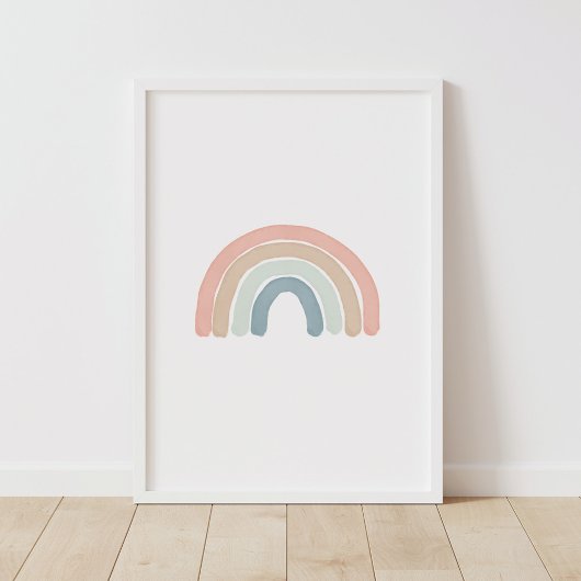 Pastel Watercolor Regenboog Kinderkamer Poster