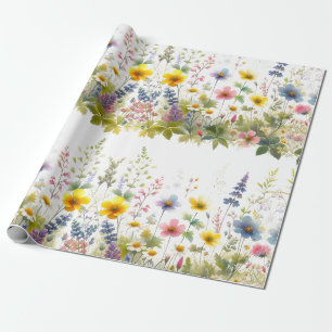 Pastel Watercolor Wilde Bloem Bloemige Inpakpapier