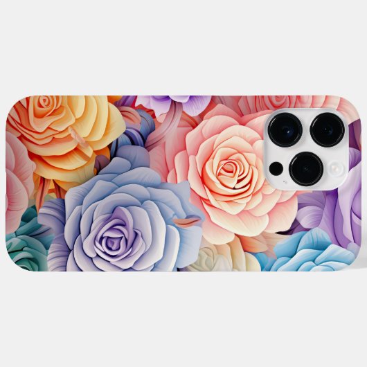 PASTEL WATERVERF 3-D LOOK ROZEN Case-Mate iPhone CASE (Achterkant (horizontaal))