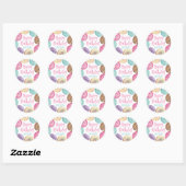 Pastel Waterverf Aangepaste verjaardag donut Ronde Sticker (Vel)