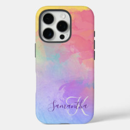 Pastel Waterverf Abstract en monogram iPhone 16 Pro Hoesje